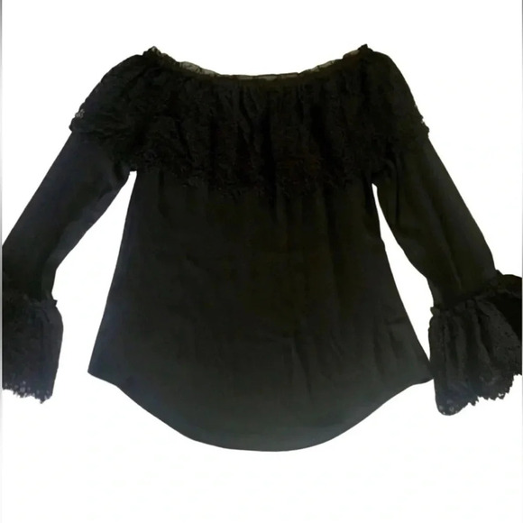 White House Black Market Off The Shoulder Lace Trim Top Small - Picture 5 of 5